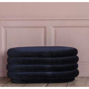 88010017 - Blue : Ghế Ottoman , Bench Oval - Xanh Dương
